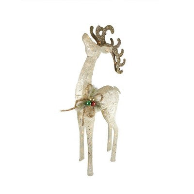  Northlight 46.5" Lighted Brown And Ivory Reindeer Outdoor Christmas Decoration