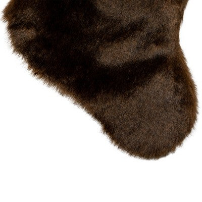  Northlight Mink Faux Fur Christmas Stocking With Pom Poms - 20.5" - Brown