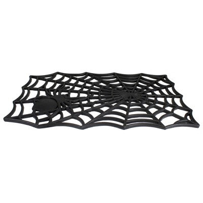  Northlight Black Spider Web Rectangular Halloween Doormat 18" X 30"