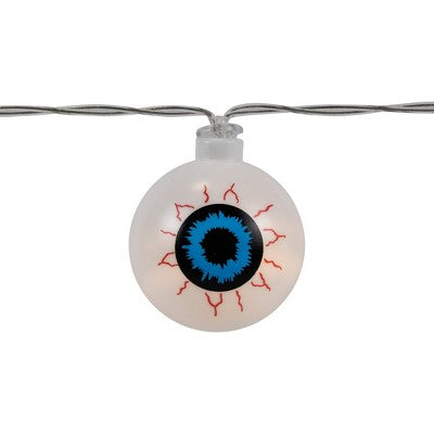  Northlight LED Bloodshot Eyeball Halloween Lights - 4.5' Clear Wire - Warm White Lights - 10ct