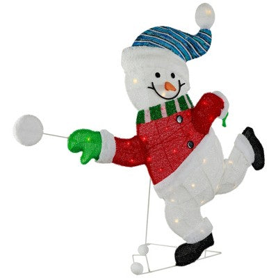  Northlight Lighted Snowman With Snowball Outdoor Christmas Decoration - 36.25" - Clear Lights