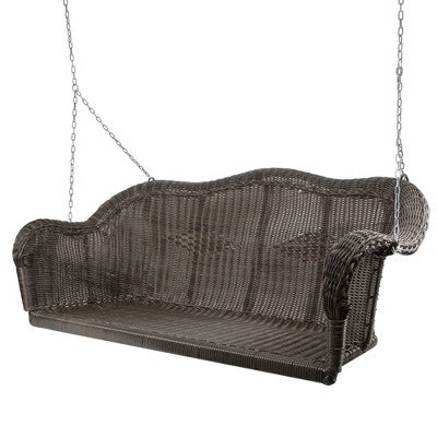  Northlight Hand Woven Resin Wicker Porch Swing With Chain - Chocolate Brown