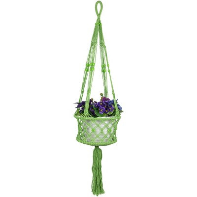  Northlight 43" Green Lattice Pattern Macrame Hanging Planter Holder