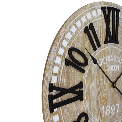  Northlight 24" Battery Operated Round Wall Clock With Roman Numeral And Block Numbers