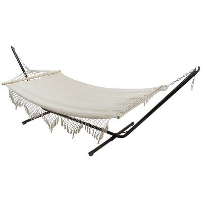  Northlight Macrame Cotton Hammock With Wooden Bars - 78" X 47" - Beige