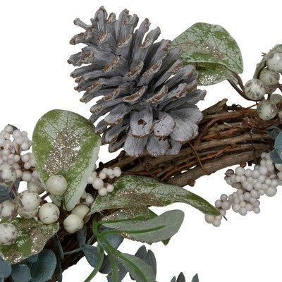  Northlight Neutral Colored Pumpkin And Pine Cones Fall Harvest Wreath - 18-Inch, Unlit