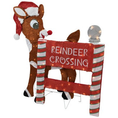  Northlight 36" LED Lighted Rudolph Reindeer Crossing Outdoor Christmas Sign Decoration