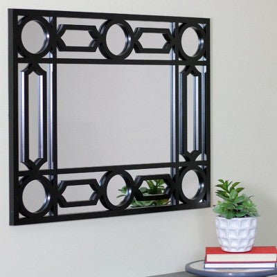  Northlight 29.5" Black Framed Geometric Style Rectangular Wall Mirror
