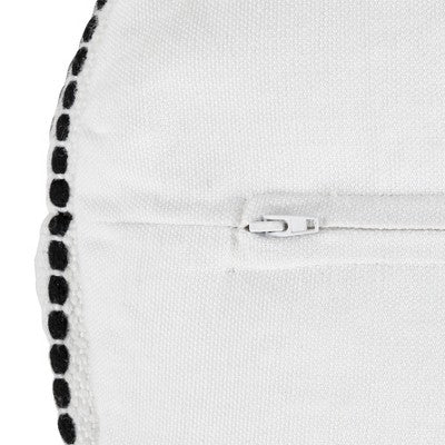  Northlight 18" White And Black Striped Outdoor Woven Pouf Ottoman