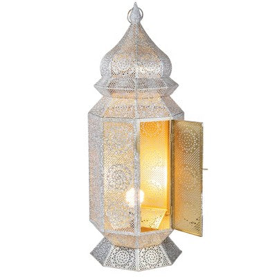  Northlight 29.5" White And Gold Moroccan Style Lantern Floor Lamp