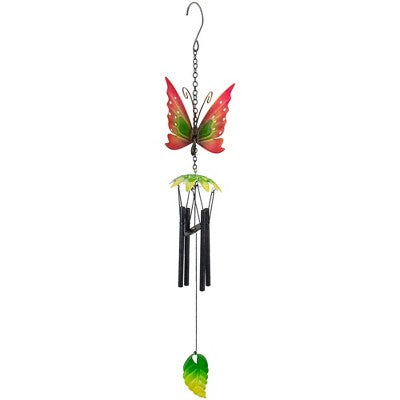  Northlight 19" Red Metal Butterfly Outdoor Garden Windchime