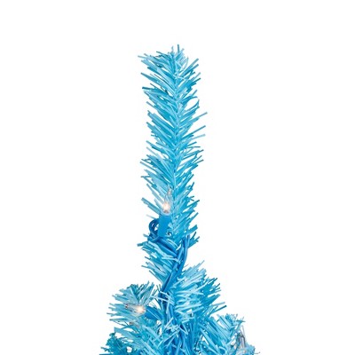  Northlight Pre-Lit Medium Artificial Pine Christmas Tree - 4' - Sky Blue - Clear Lights