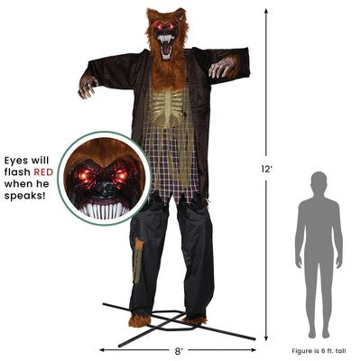  Northlight Huge Lighted And Animated Talking Werewolf Commercial Outdoor Halloween Decoration - 12'