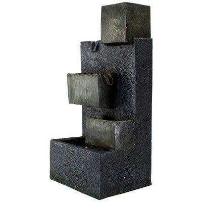  Northlight 19" Gray LED Lighted 5-Tier Rainfall Outdoor Water Fountain