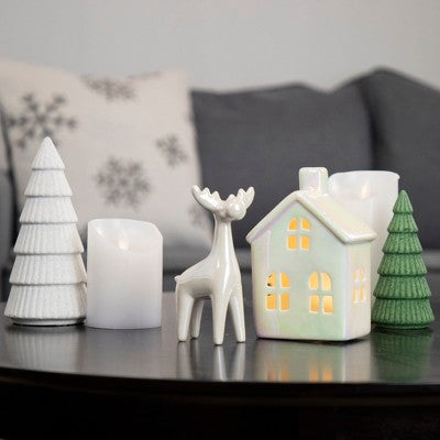  Northlight 5.5" Pearlized Cream Ceramic Moose Christmas Figure