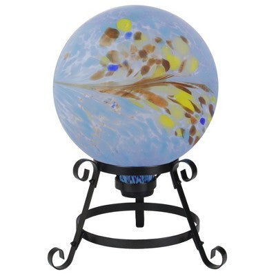  Northlight 10" Blue Hand Painted Feather Design Outdoor Garden Gazing Ball