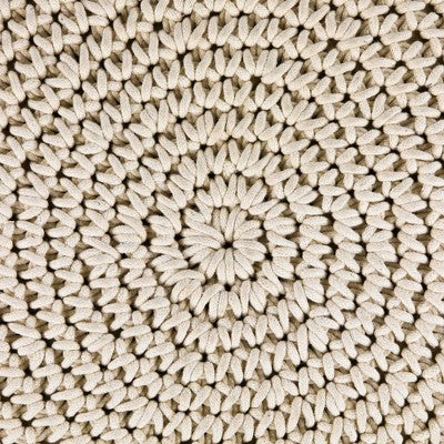  Northlight 18" Solid Cream Macrame Round Handmade Natural Cotton Pouf Ottoman