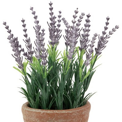 Northlight 10" Artificial Lavender And Leaves In Weathered Pot