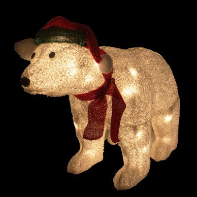  Northlight 23" Pre-Lit White Glittered Polar Bear Outdoor Christmas Decoration