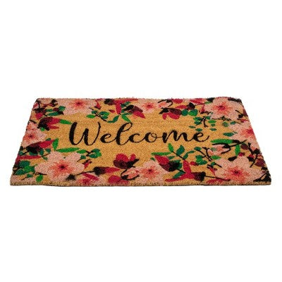  Northlight Natural Coir Blossoming Floral Outdoor Rectangular "Welcome" Doormat 18" X 30"