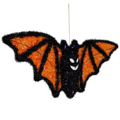  Northlight LED Lighted Bat Halloween Decoration - 25" - Black And Orange - Purple Lights