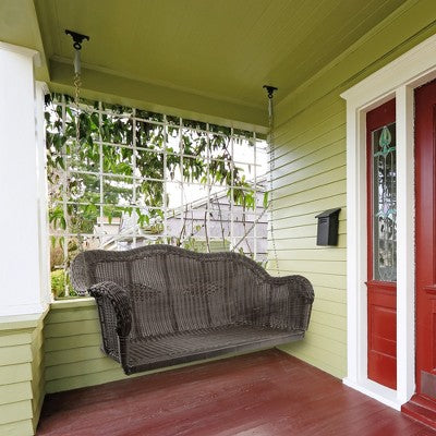  Northlight Hand Woven Resin Wicker Porch Swing With Chain - Chocolate Brown