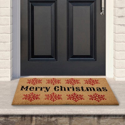  Northlight Natural Coir Merry Christmas Snowflake Doormat 18" X 30"