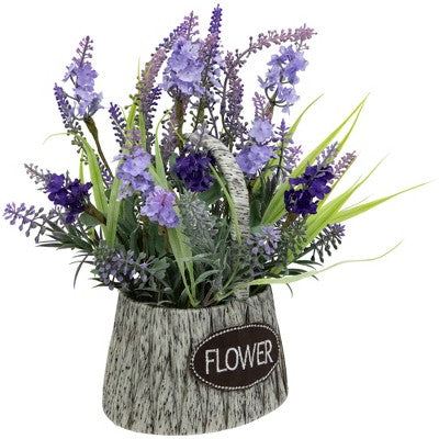  Northlight Lavender Bouquet In "Flower" Spring Basket With Handle - 12"