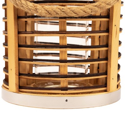  Northlight Rattan Glass Candle Lantern With Jute Handle - 11.5"