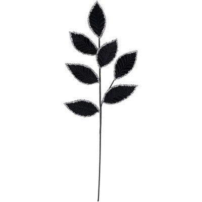  Northlight 26" Black And Silver Sequin Leaves Christmas Spray