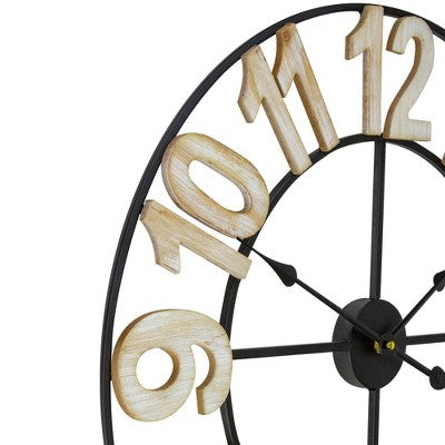  Northlight 24" Metal Framed Battery Operated Round Wall Clock With Block Numbers