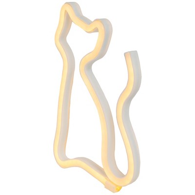  Northlight 9" White Cat LED Neon Style Sign