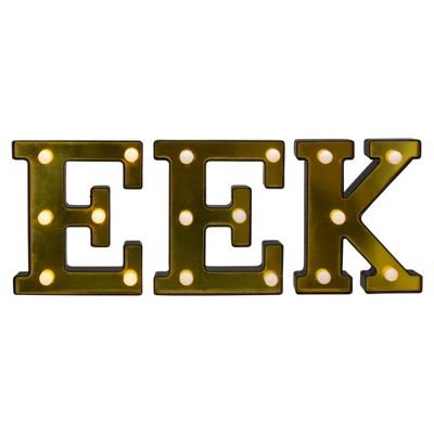  Northlight LED Lighted EEK Halloween Marquee Sign - 6.5" - Warm White Lights - Gold Finish