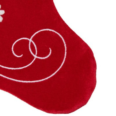  Northlight 20.5-Inch Red And White Velvet With White Snowflake Christmas Stocking
