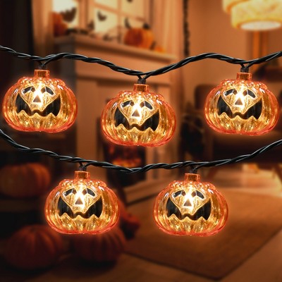  Northlight Jack O Lantern Halloween Lights - 7.5' Black Wire - 10ct