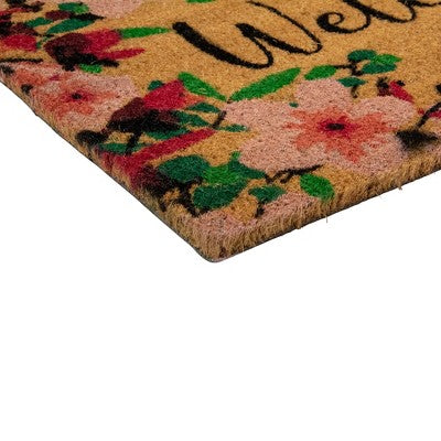  Northlight Natural Coir Blossoming Floral Outdoor Rectangular "Welcome" Doormat 18" X 30"