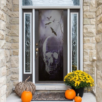  Northlight Spooky Graveyard With Skull And Bats Halloween Door Decoration - 70.75"