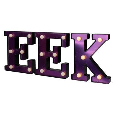  Northlight LED Lighted EEK Halloween Marquee Sign - 6.5" Purple Warm White Lights