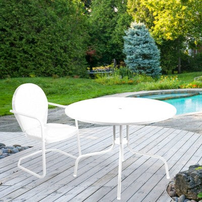  Northlight 39.25" Outdoor Round Retro Metal Tulip Dining Table, White