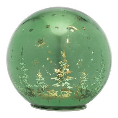  Northlight LED Lighted Pine Trees And Snowflakes Glass Globe Christmas Decoration - 6"
