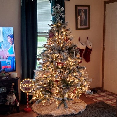  Northlight Medium Flocked Angel Pine Artificial Christmas Tree - 6' - Unlit