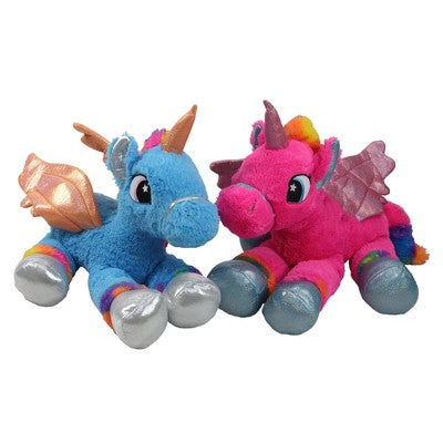 Northlight Set Of 2 Super Soft And Plush Pink And Blue Sitting Winged Unicorns Stuffed Animal Figures 23.5"