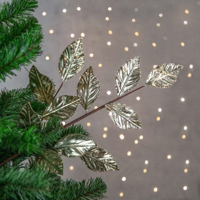  Northlight 25.5" Glittered Champagne Gold Leaves Christmas Spray