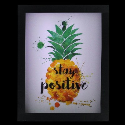  Northlight 9” LED Lighted 'Stay Positive' Pineapple Framed Light Box