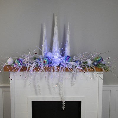  Northlight 20" LED Lighted Firework Silver Branch Christmas Decoration - Blue Lights
