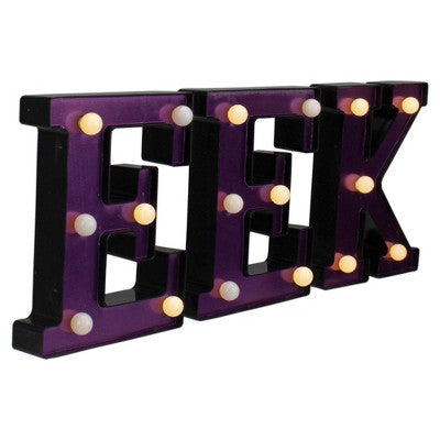  Northlight LED Lighted EEK Halloween Marquee Sign - 6.5" Purple Warm White Lights