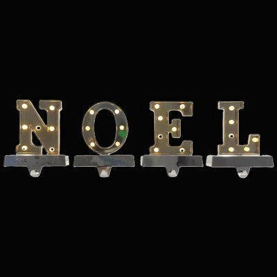  Northlight LED Lighted "NOEL" Christmas Stocking Holder - 6.5" - Gold And Silver - Set Of 4
