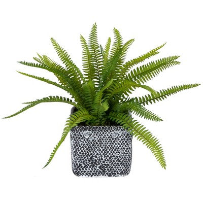  Northlight 20" Boston Fern Artificial Plant In Weathered Square Planter - Green/Gray