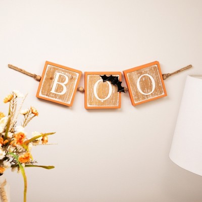  Northlight BOO Wooden Block Halloween Sign With Bats - 27.5"