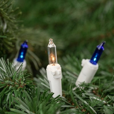  Northlight Mini Incandescent Christmas Lights - Blue And Clear - 7' White Wire - 35ct